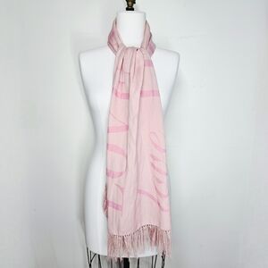 Red Envelope 74x23" Wrap Scarf Linen Pink Love Valentine's Day Large Vintage Y2K
